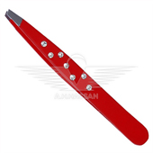RED COLOR TWEEZERS WITH SEVEN DIAMONDS